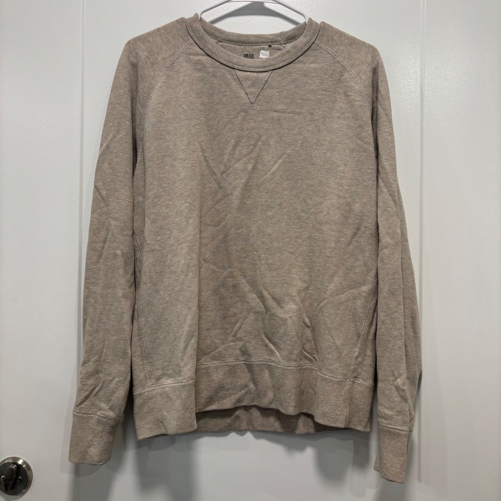 Uniqlo Mens Beige Heather Raglan Long Sleeve Crewneck Sweatshirt‎ 341-400332 M